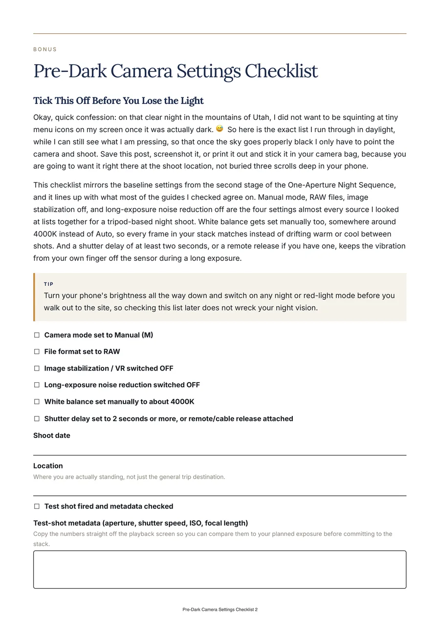 Bonus checklist page